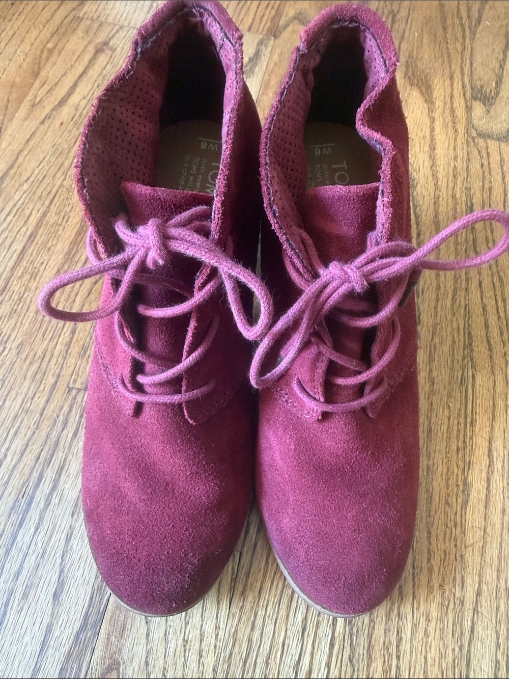 Toms Burgundy Suede Ankle Boots